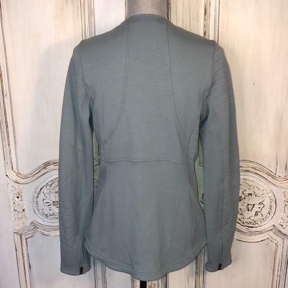 Athleta Beautiful Dusty Green Moto Style Long Sleeve Sport Jacket Size M - Picture 11 of 14